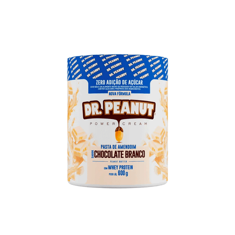 Pasta de Amendoim Chocolate Branco com Whey Protein Dr. Peanut 600g -  novidadesaudavel